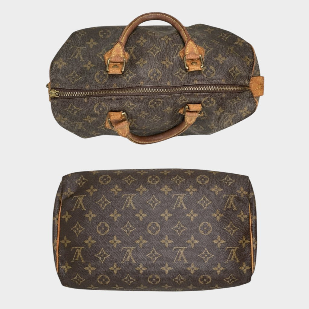 LOUIS VUITTON / TH0033 Louis Vuitton Monogram Speedy 30 Mini Boston Bag Handbag Brown