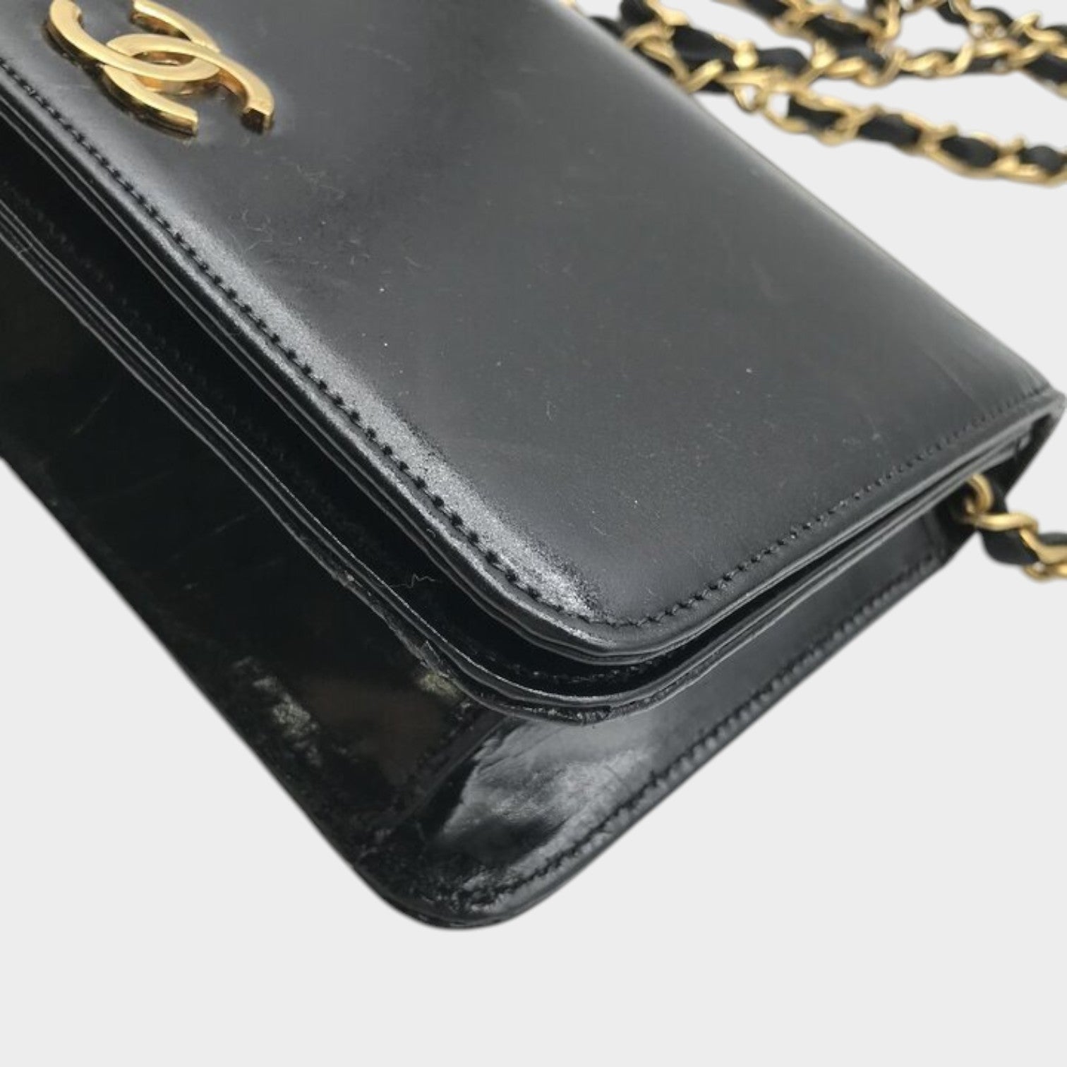 CHANEL Chanel Coco Mark Push Lock Chain Shoulder Bag Black Brand Women'
