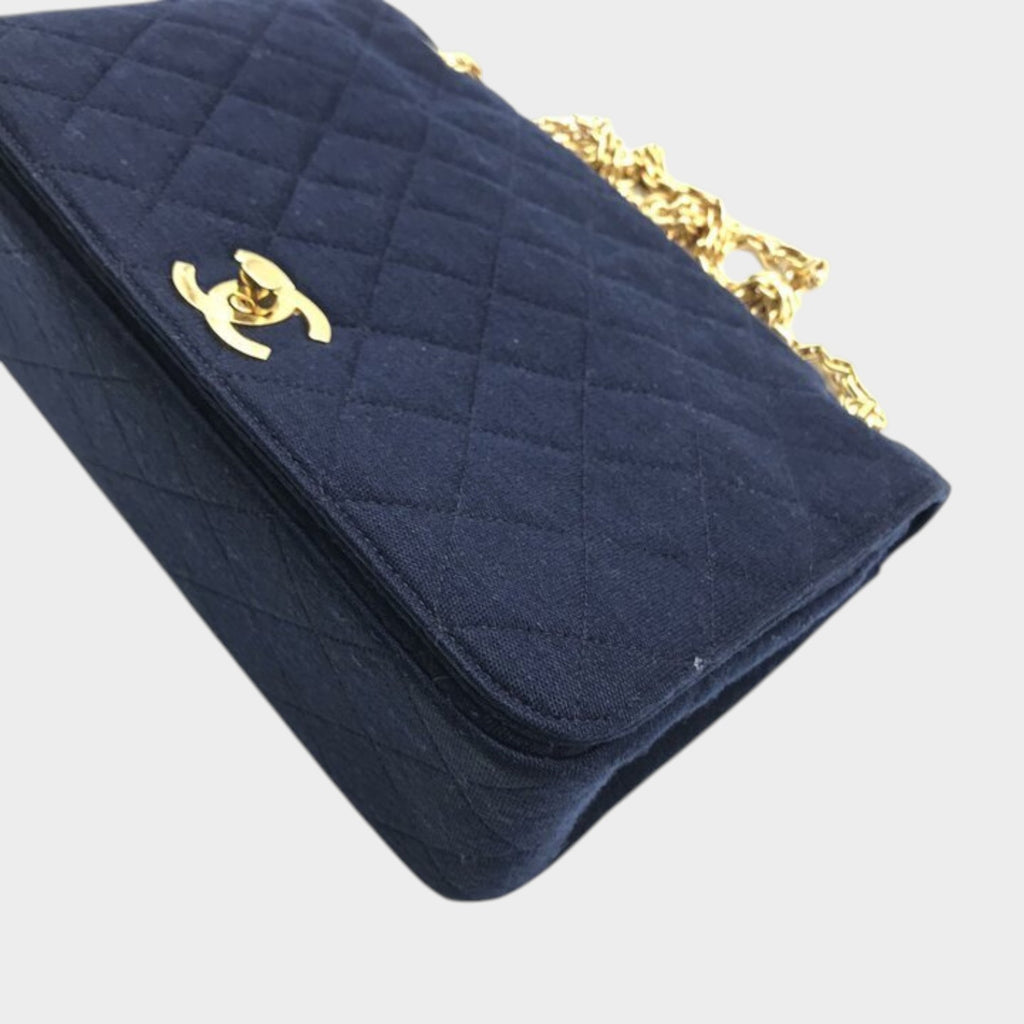 Excellent Condition CHANEL Coco Mark Matelassé Chain Shoulder Bag, Cotton, Tasche