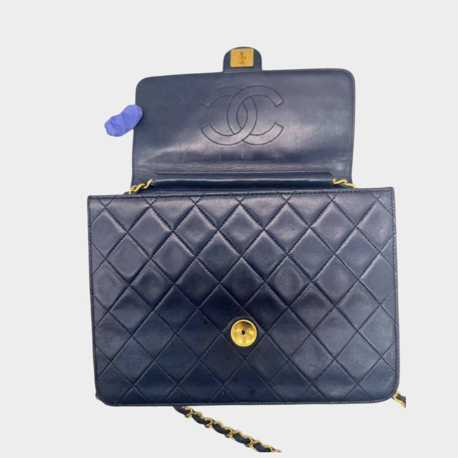 CHANEL Matelassé Coco Mark Push-Lock Chain Bag, Navy tasche