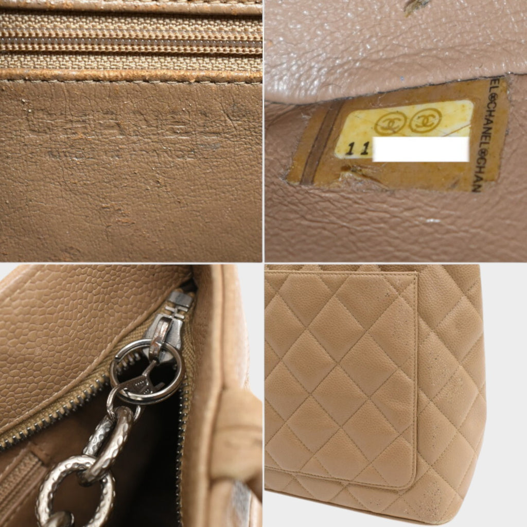 Chanel Reissue Tote Handbag A01804 Caviar Skin Beige Silver Tasche
