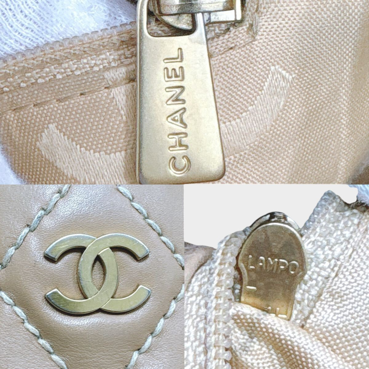 [Chanel] Wild Stitch Tote Bag, Beige, Handbag, Gold Hardware, Authentic, Tasche