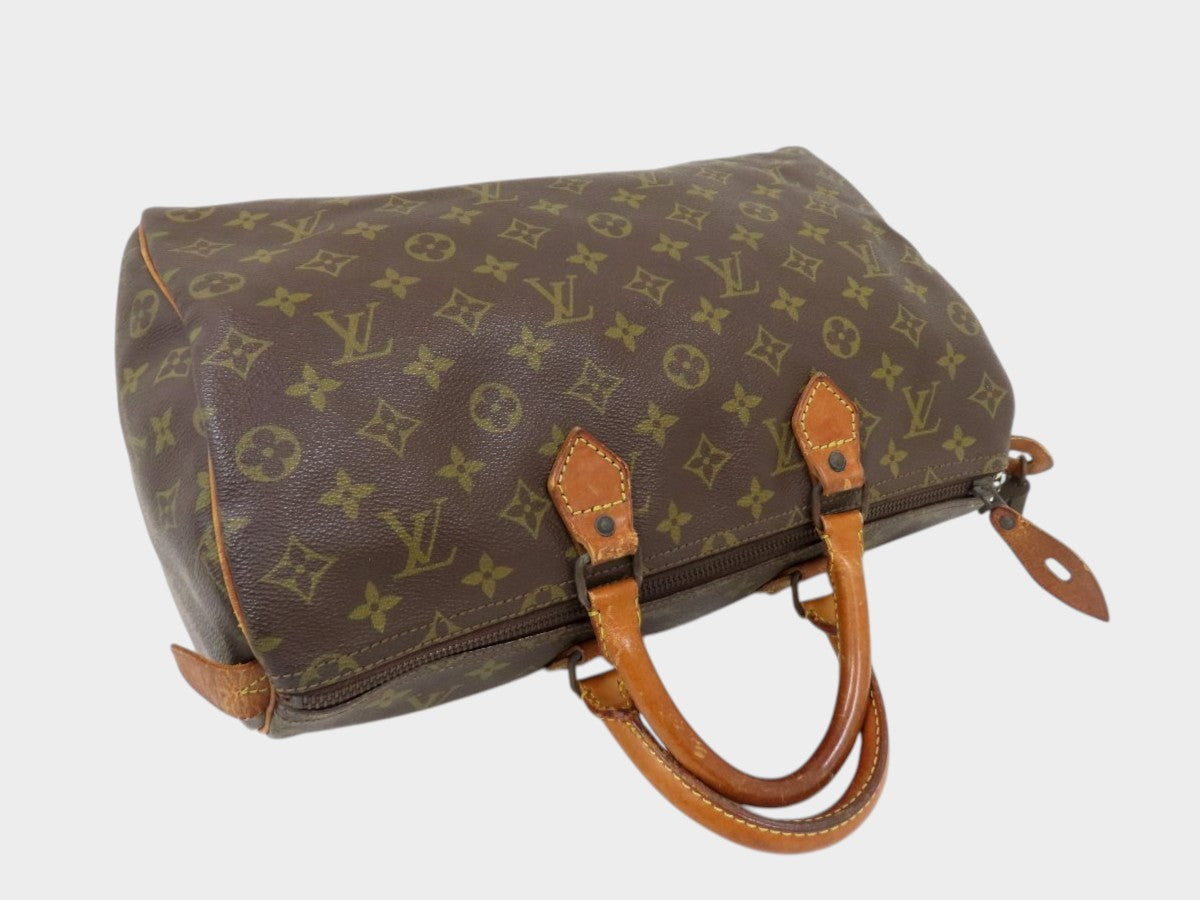 Louis Vuitton Monogram Speedy Toile Calf Leather Boston Bag