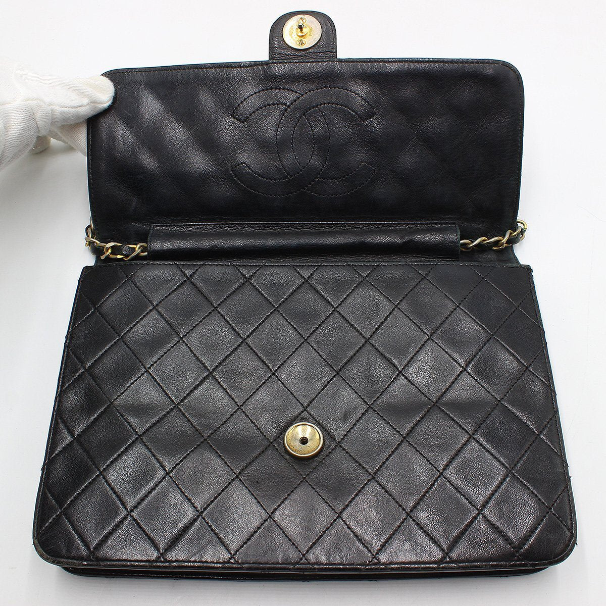 Chanel Matelassé Push-Lock Chain Shoulder Bag, Leather, Vintage, CHANEL