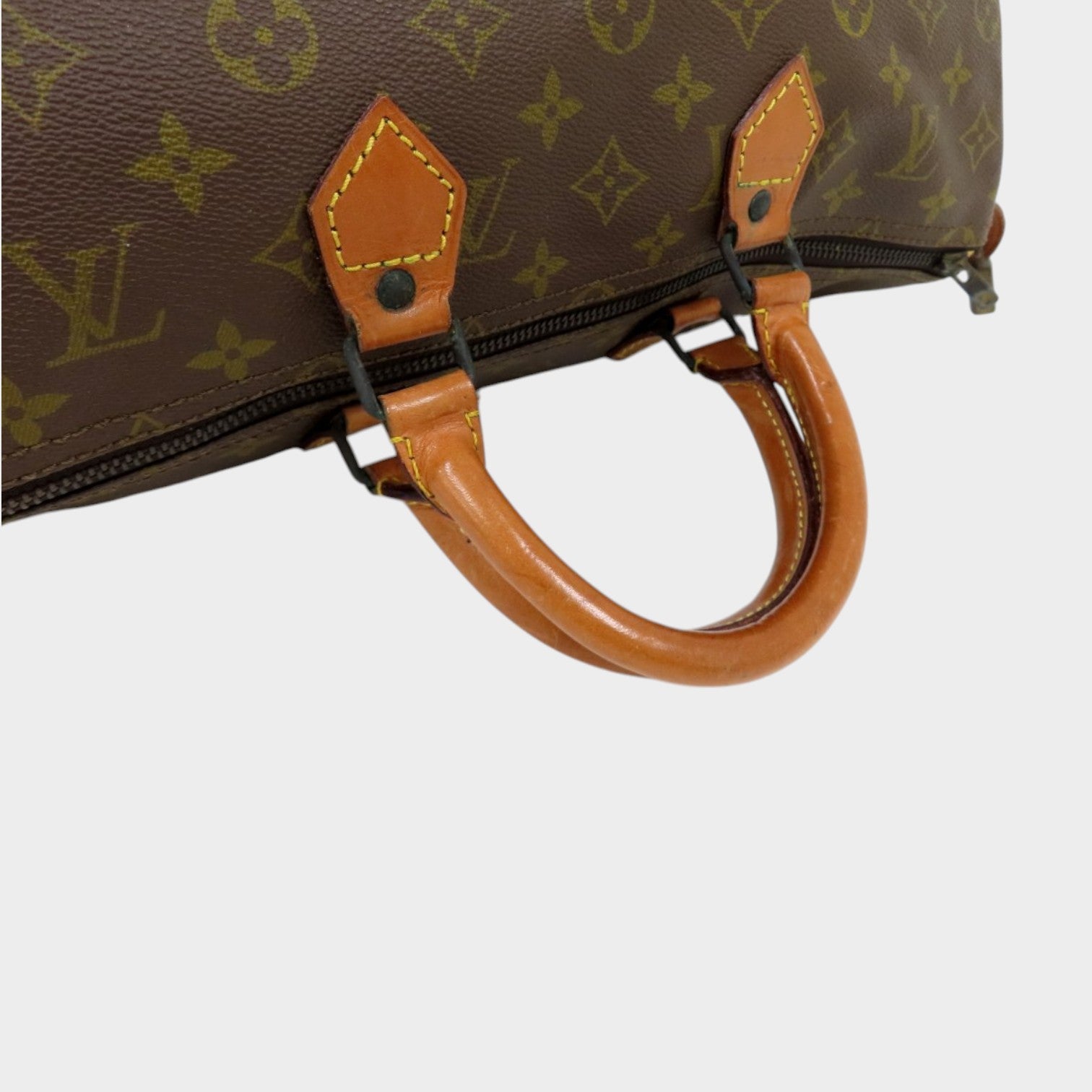 LOUIS VUITTON◆Monogram Speedy◆Toile fabric calf leather genuine leather◆Handbag◆Brown gold hardware
