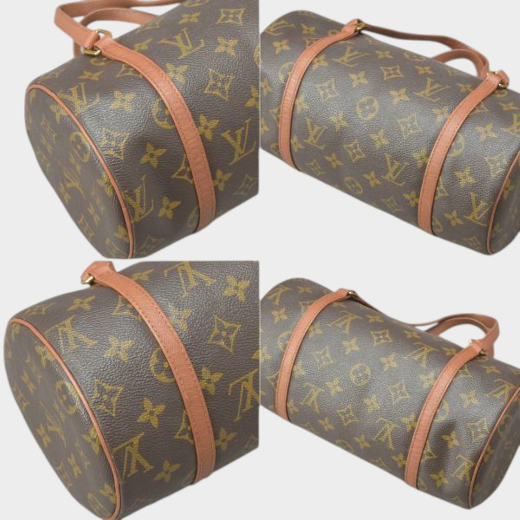 Louis Vuitton Papillon 26 handbag, Monogram leather, brown, M51366, cylindrical shape, Papillon PM, vintage bag /080528-86/