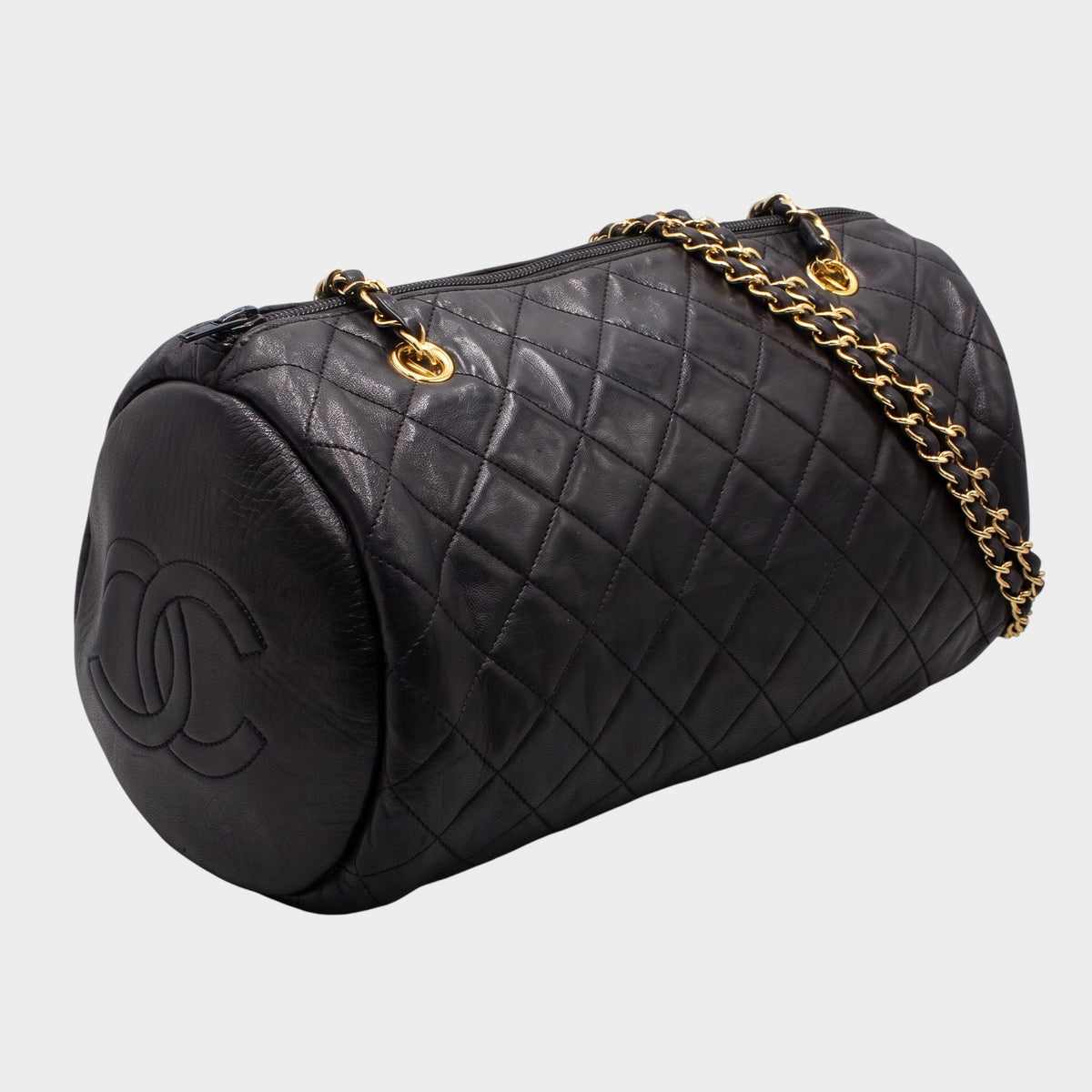 Chanel Matelassé Chain Shoulder Bag, Coco Mark, Barrel Shape, Tasche