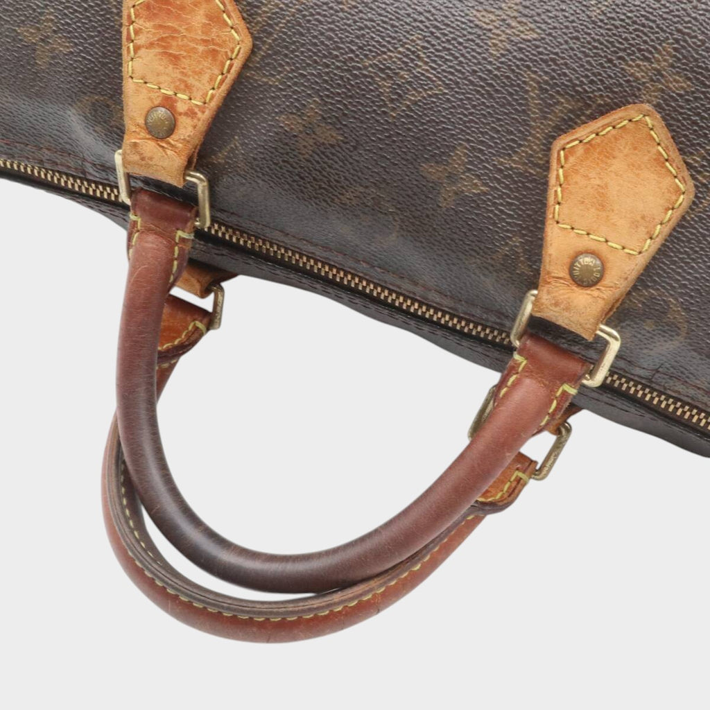 LOUIS VUITTON M41526 Monogram Speedy 30 Handbag Mini Boston Bag for Women and Men, Brown