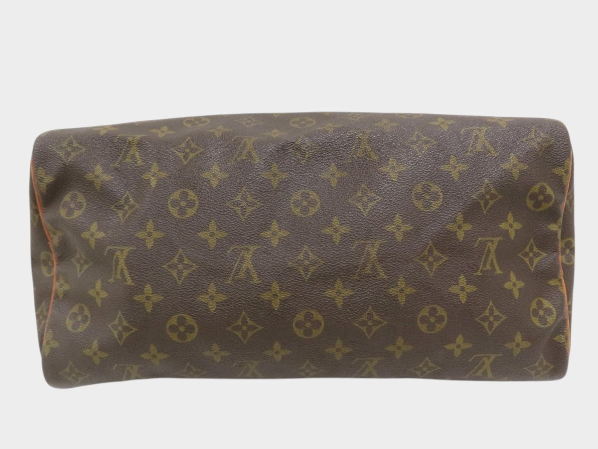LOUIS VUITTON◆Monogram Speedy◆Toile fabric, calf leather, genuine leather◆Handbag, mini Boston bag◆Brown, gold
