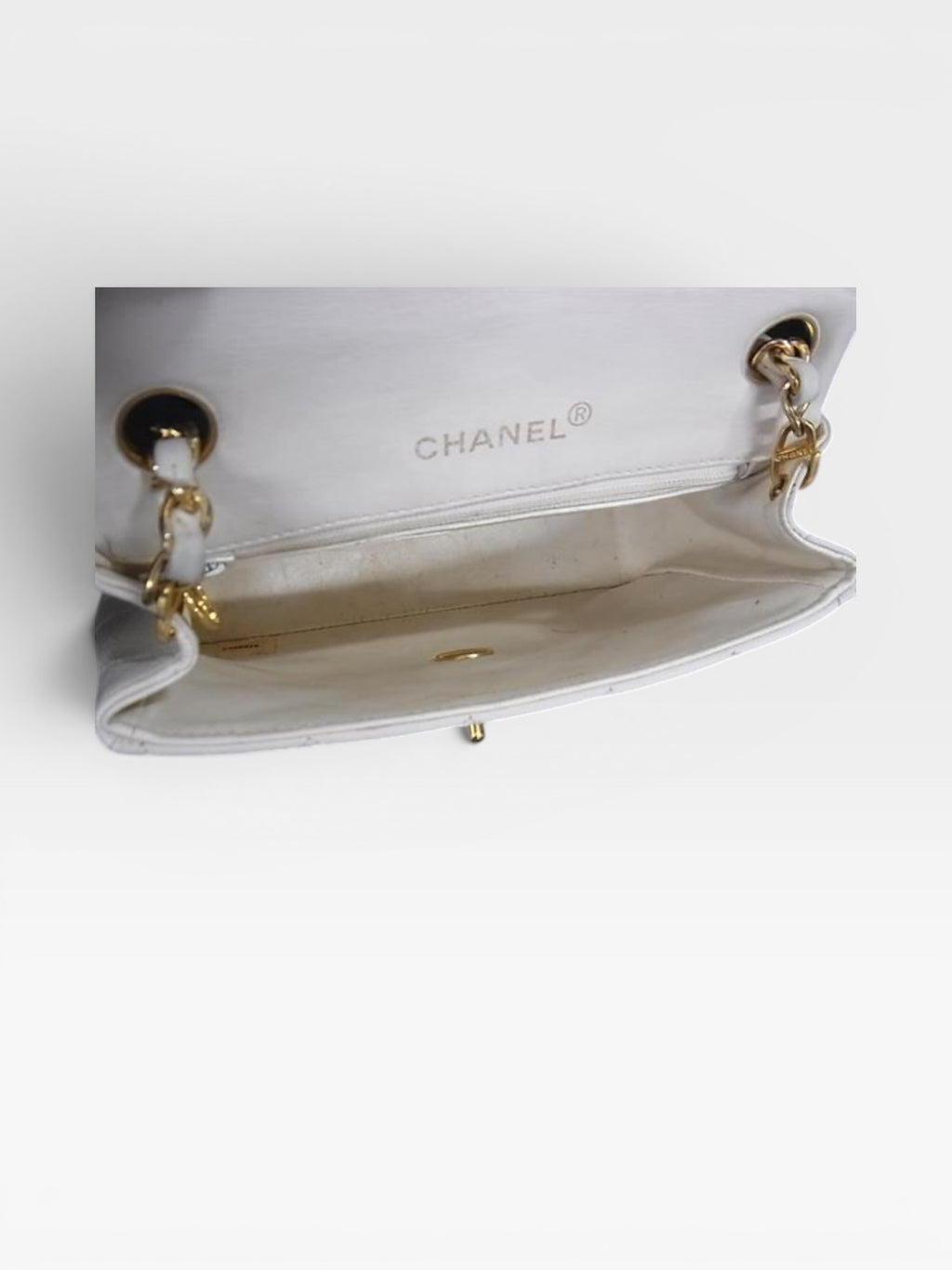 CHANEL Coco Mark Matelassé Leather Crossbody Shoulder Bag with Gold Hardware, Women's, White