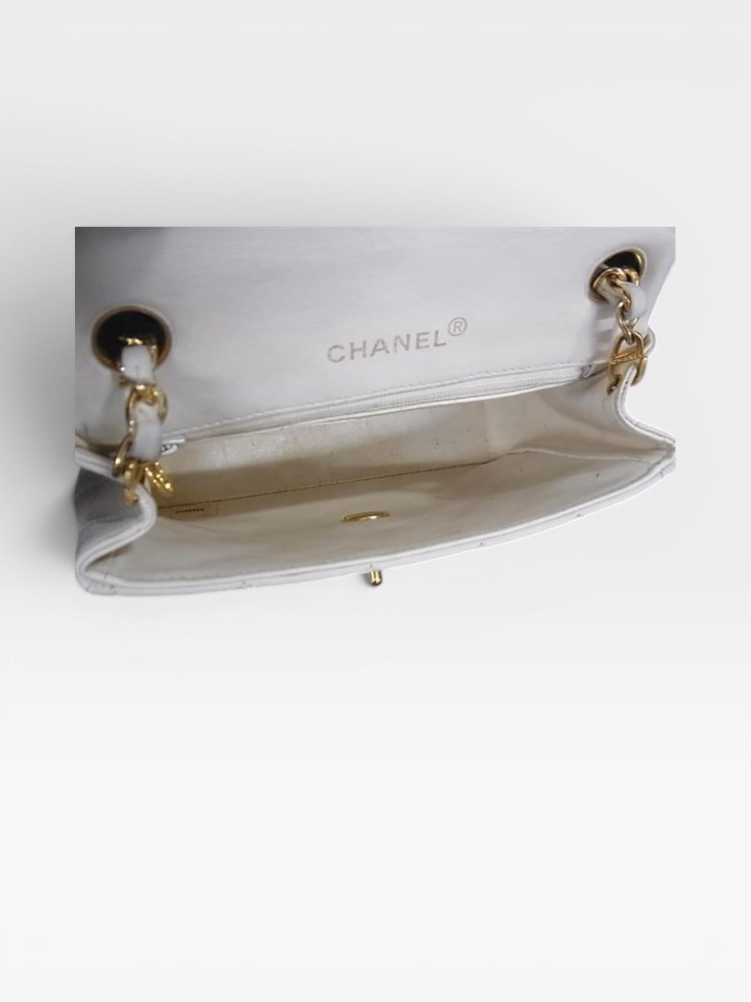CHANEL Coco Mark Matelassé Leather Crossbody Shoulder Bag with Gold Hardware, Women's, White