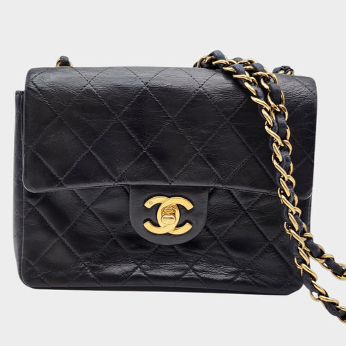 CHANEL Mini Matelassé Lambskin Turnlock Coco Mark Black with Seal, Serial Number 5