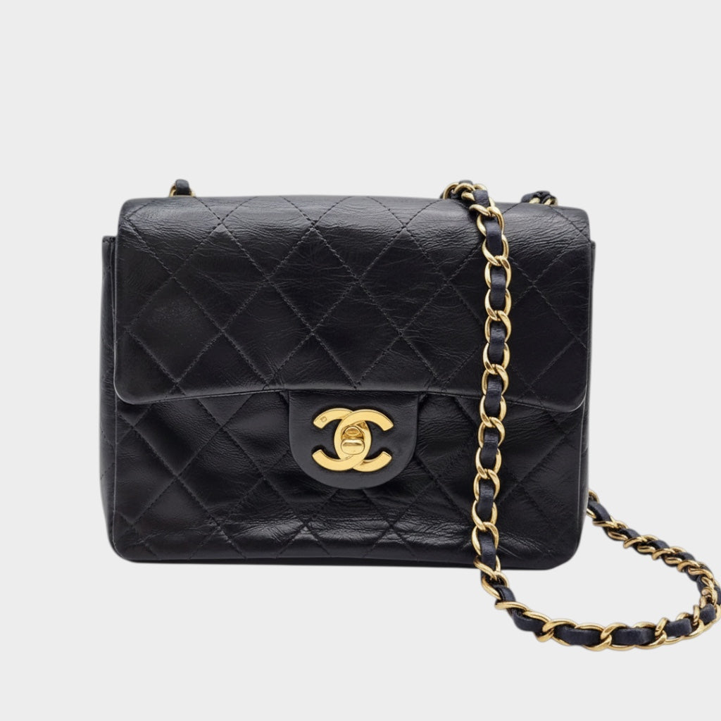CHANEL Mini Matelassé Lambskin Turnlock Coco Mark Black with Seal, Serial Number 5