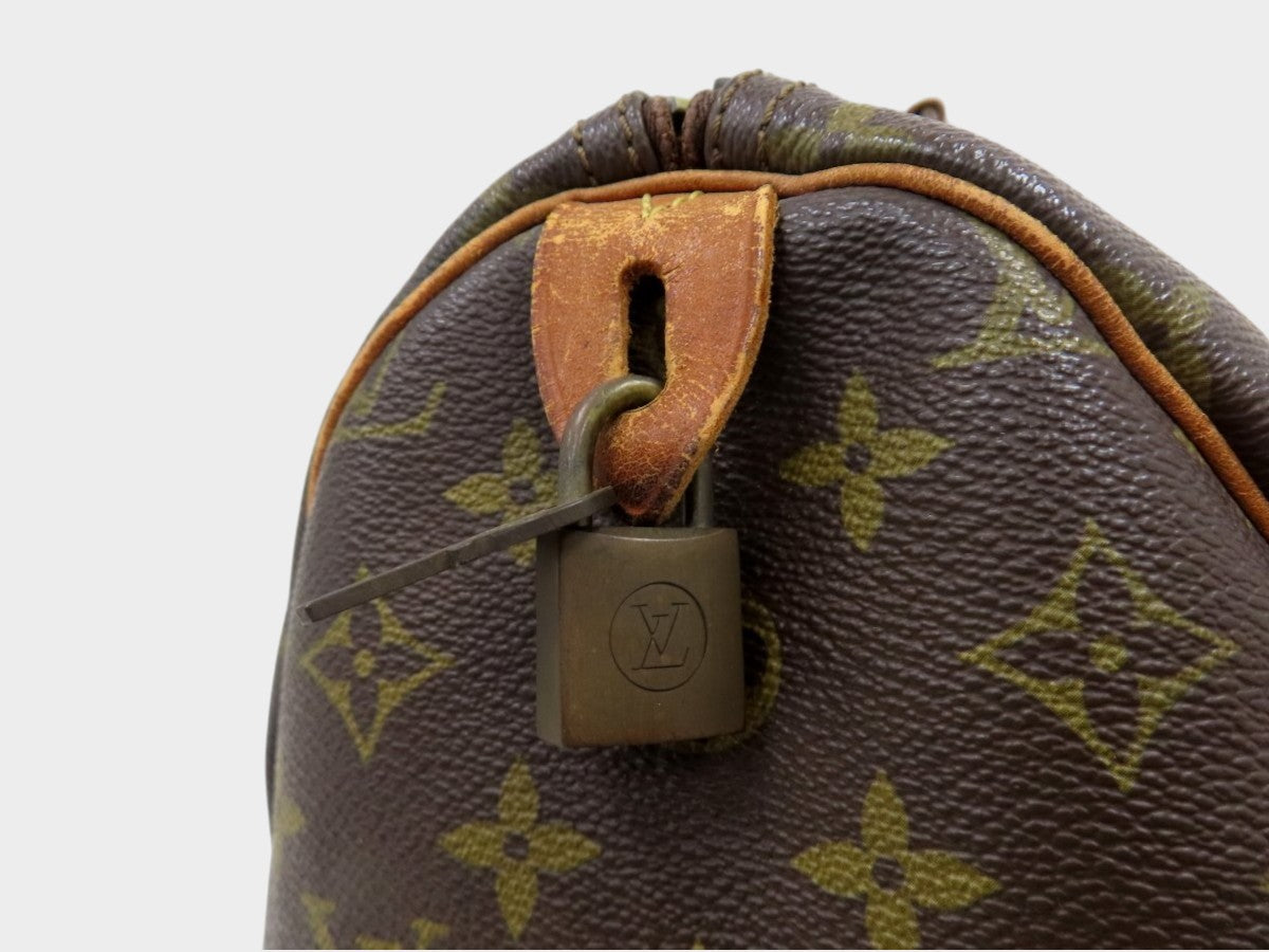 Louis Vuitton Monogram Speedy Toile Calf Leather Boston Bag