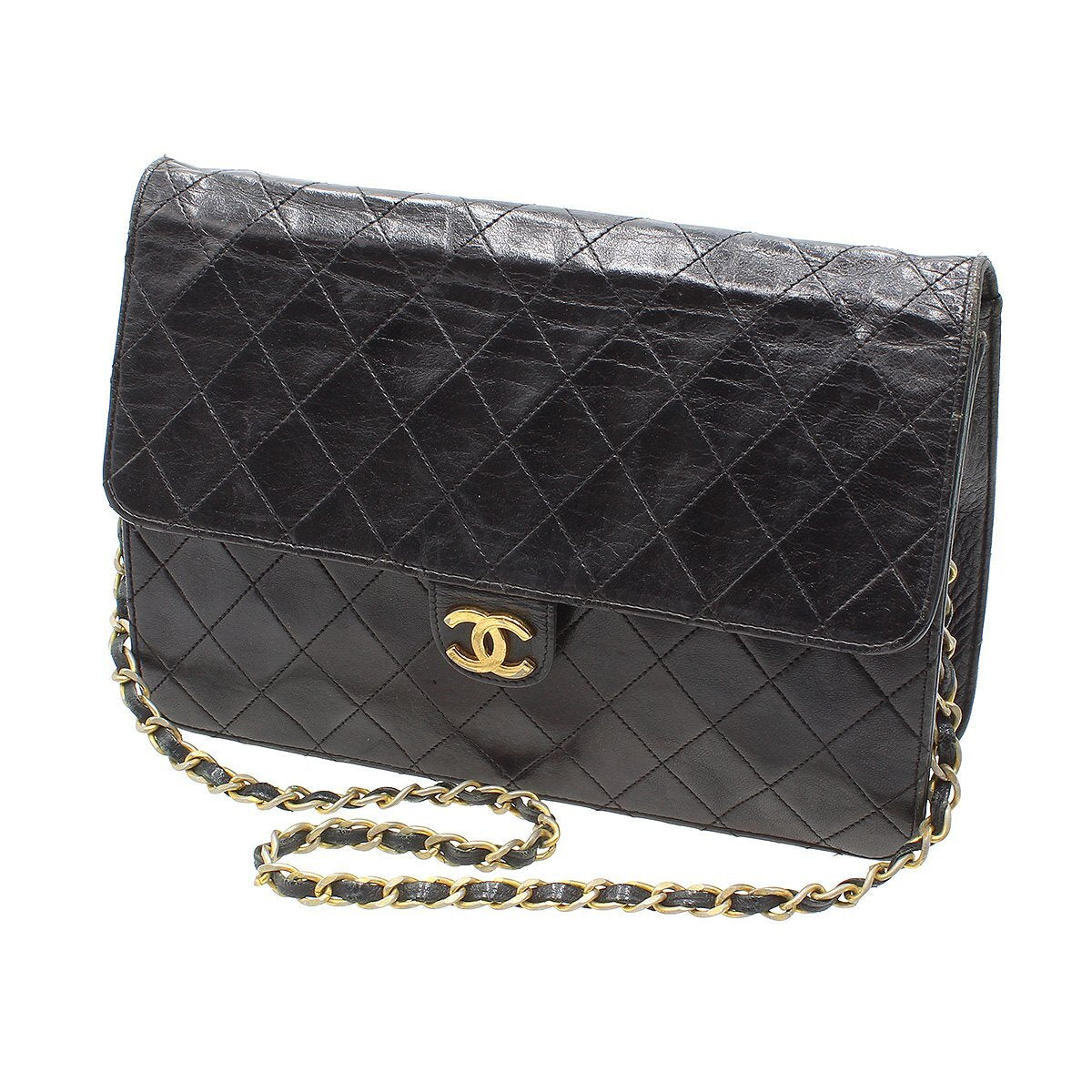 Chanel Matelassé Push-Lock Chain Shoulder Bag, Leather, Vintage, CHANEL
