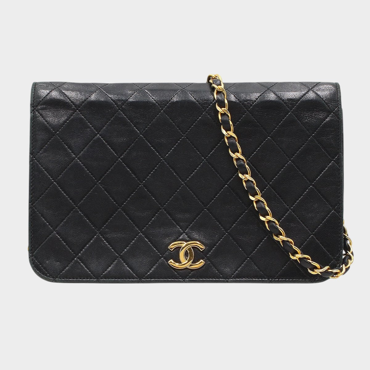 Chanel Matelassé Push-Lock Chain Shoulder Bag, Black with Gold Hardware, Vintage, CHANEL,