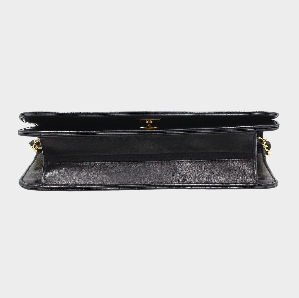 Chanel Matelassé Push-Lock Chain Shoulder Bag, Black with Gold Hardware, Vintage, CHANEL