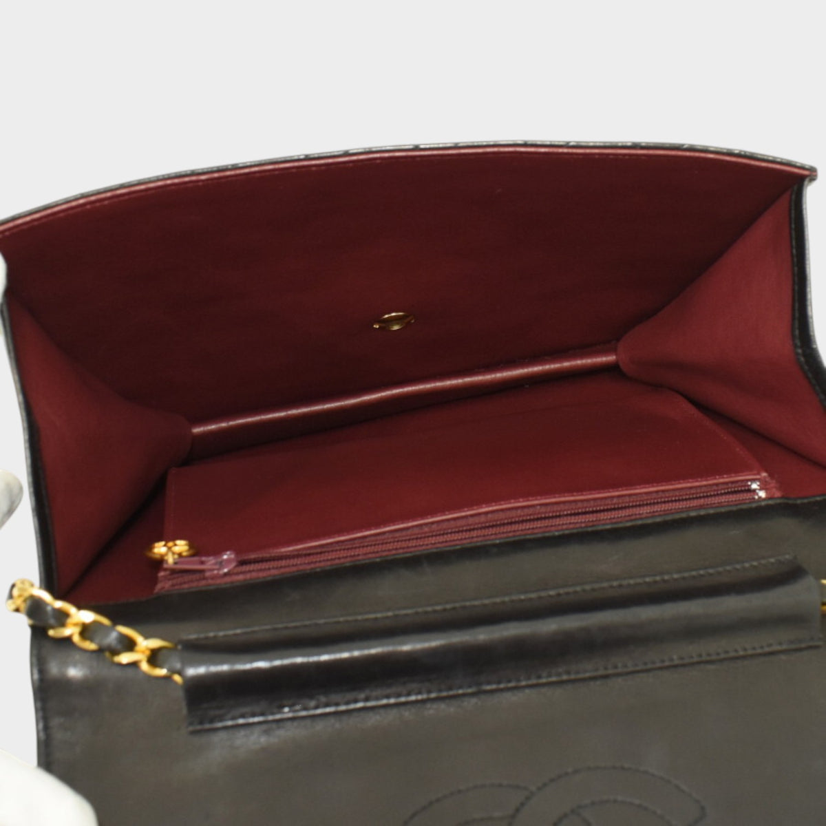Chain Shoulder Bag Matelassé Single Flap Lambskin Leather Black Tasche