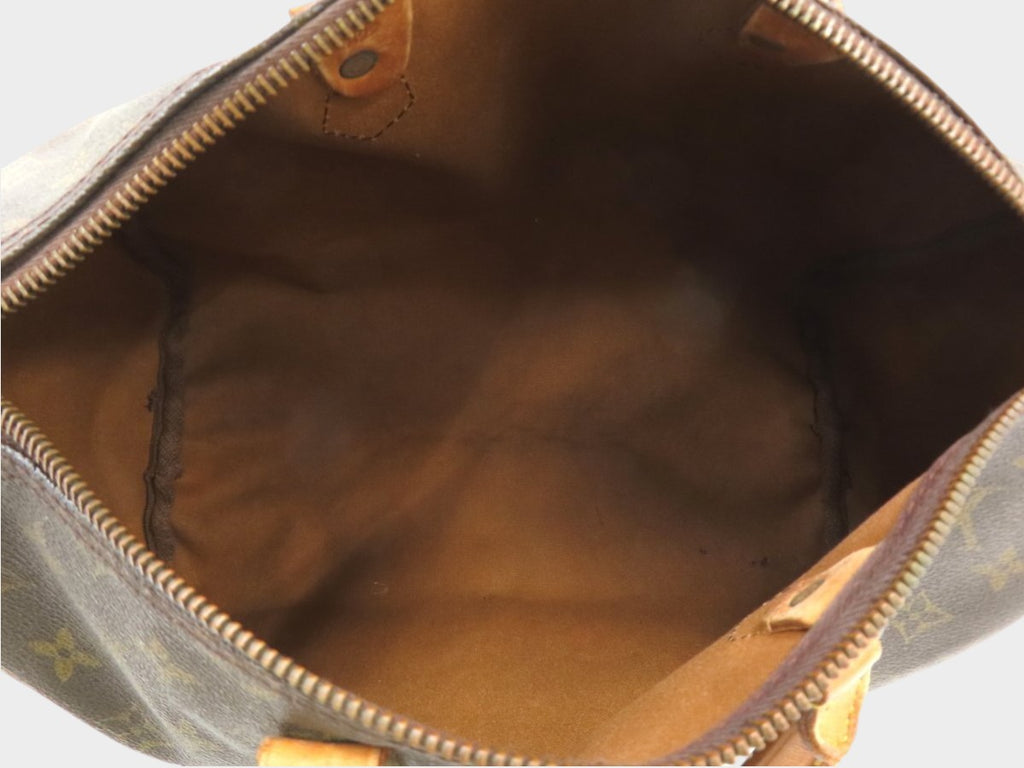 LOUIS VUITTON◆Monogram Speedy◆Toile fabric, calf leather, genuine leather◆Handbag, mini Boston bag◆Brown, gold