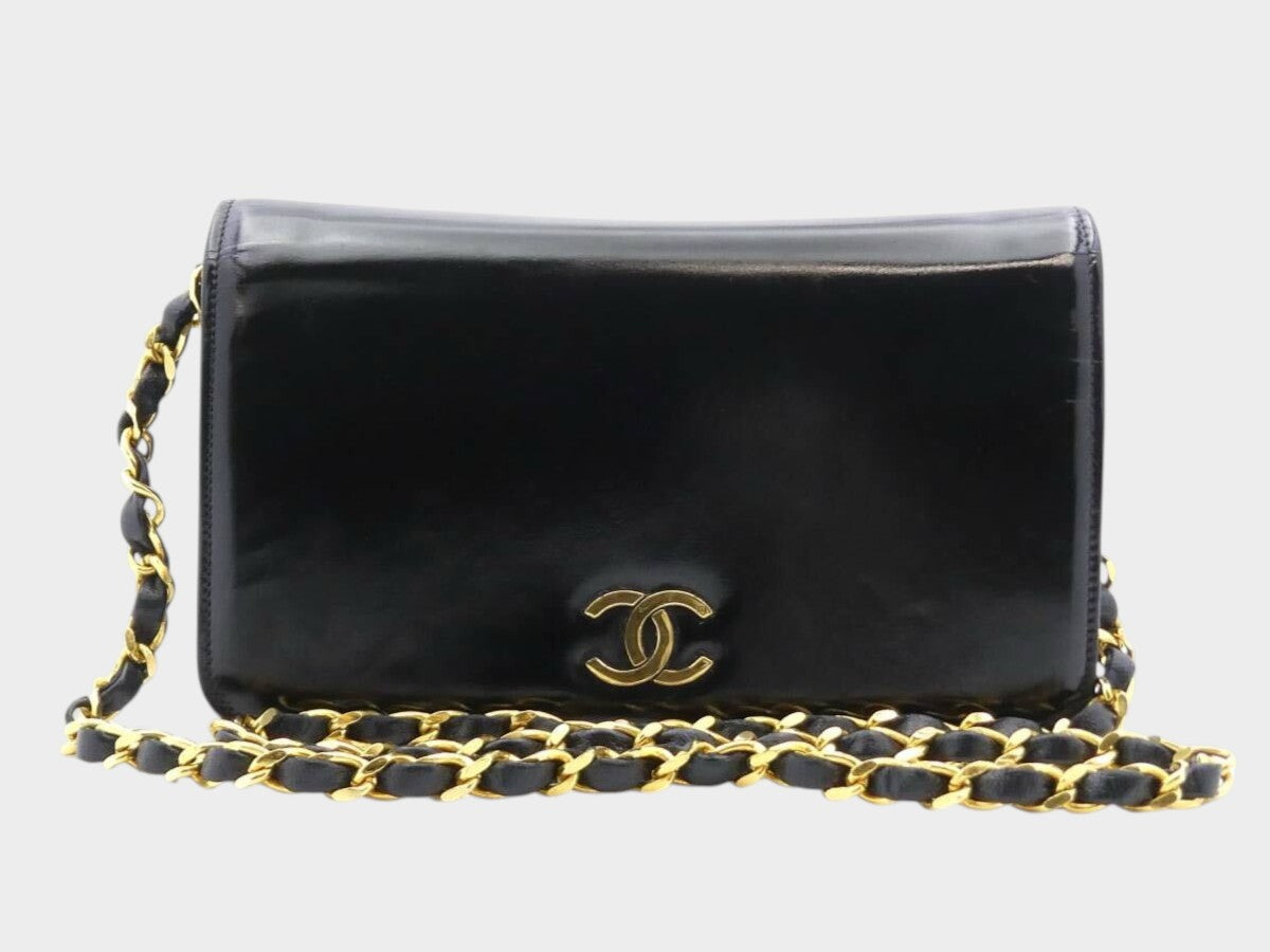 CHANEL Matelassé Enamel Coco Mark Push-Lock Chain Shoulder Bag
