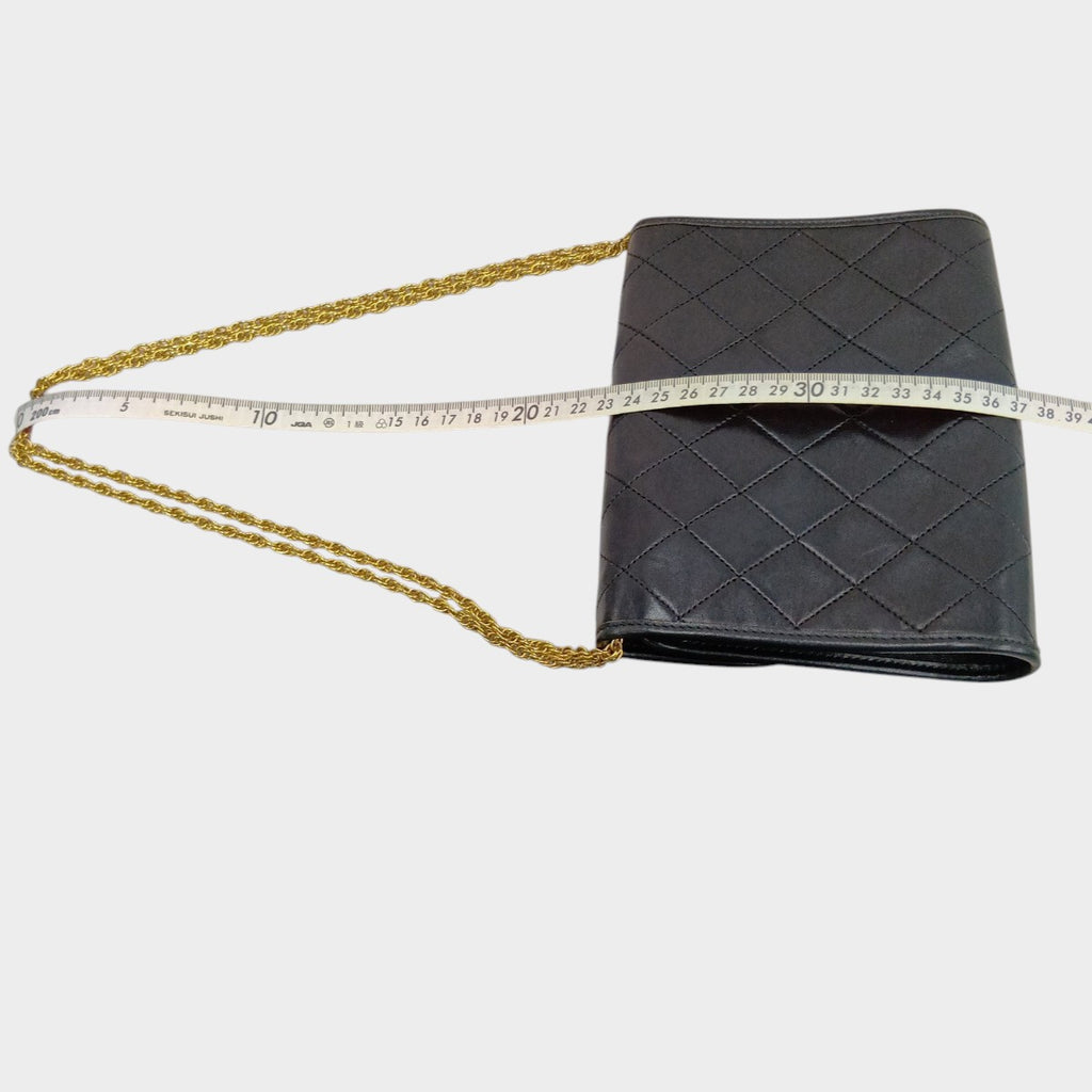 Chanel Matelassé Chain Shoulder Bag, Lambskin, Black, Gold Hardware, Vintage CHANE