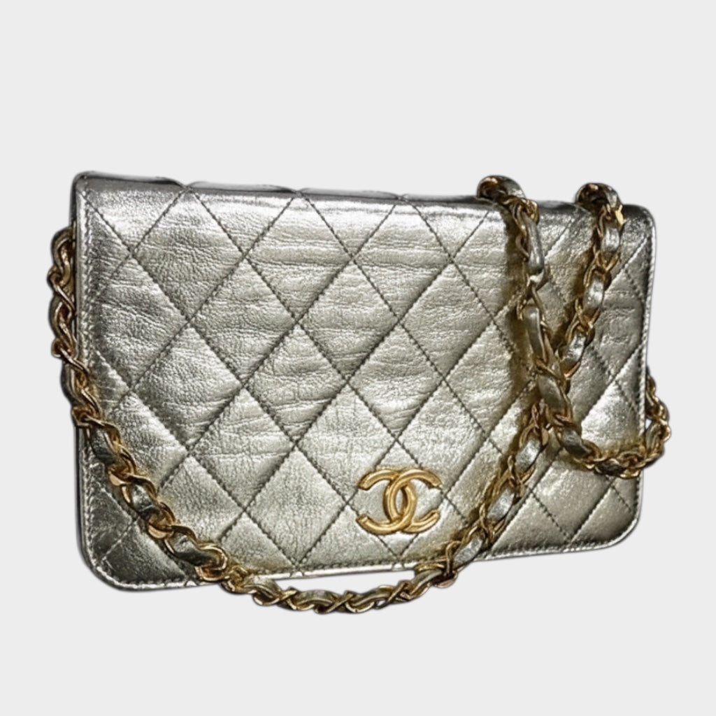 CHANEL Coco Mark Matelassé Leather Crossbody Shoulder Bag with Gold Hardware, Gold Tone,