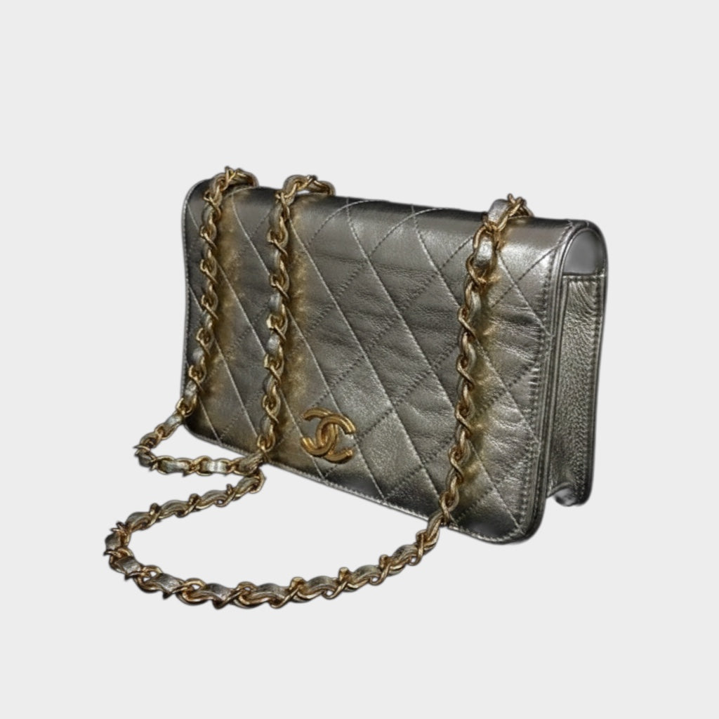 CHANEL Coco Mark Matelassé Leather Crossbody Shoulder Bag with Gold Hardware, Gold Tone,