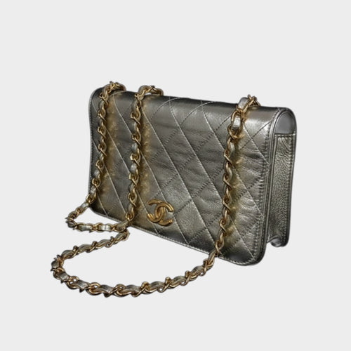 CHANEL Coco Mark Matelassé Leather Crossbody Shoulder Bag with Gold Hardware, Gold Tone,