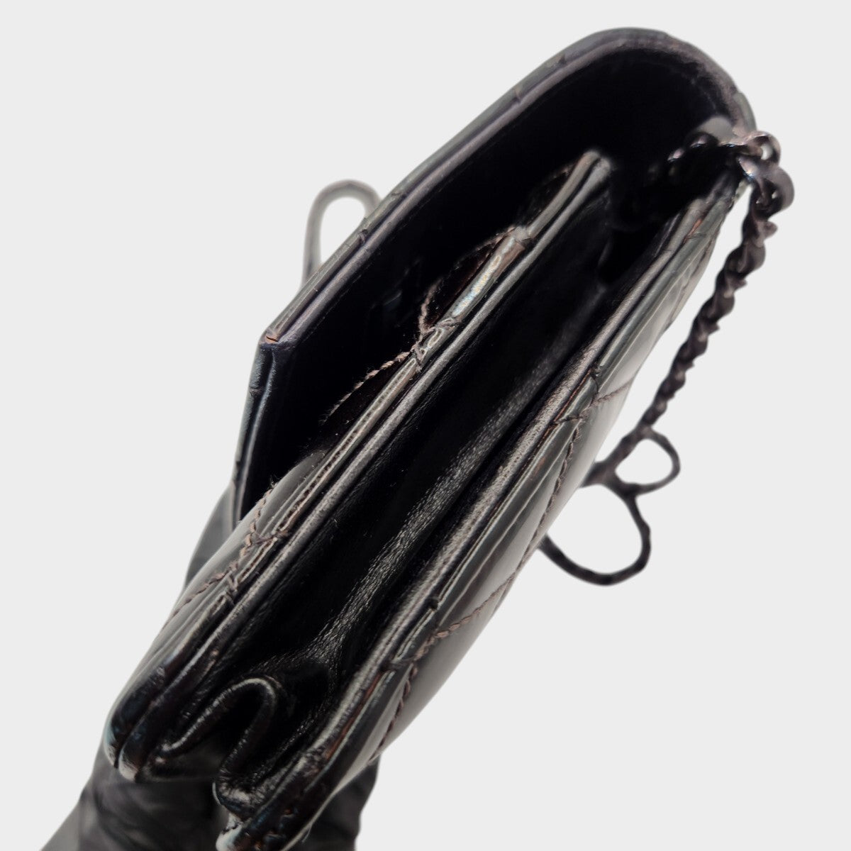 CHANEL Matelassé Enamel Chain Wallet Shoulder Bag with Coco Mark, Black