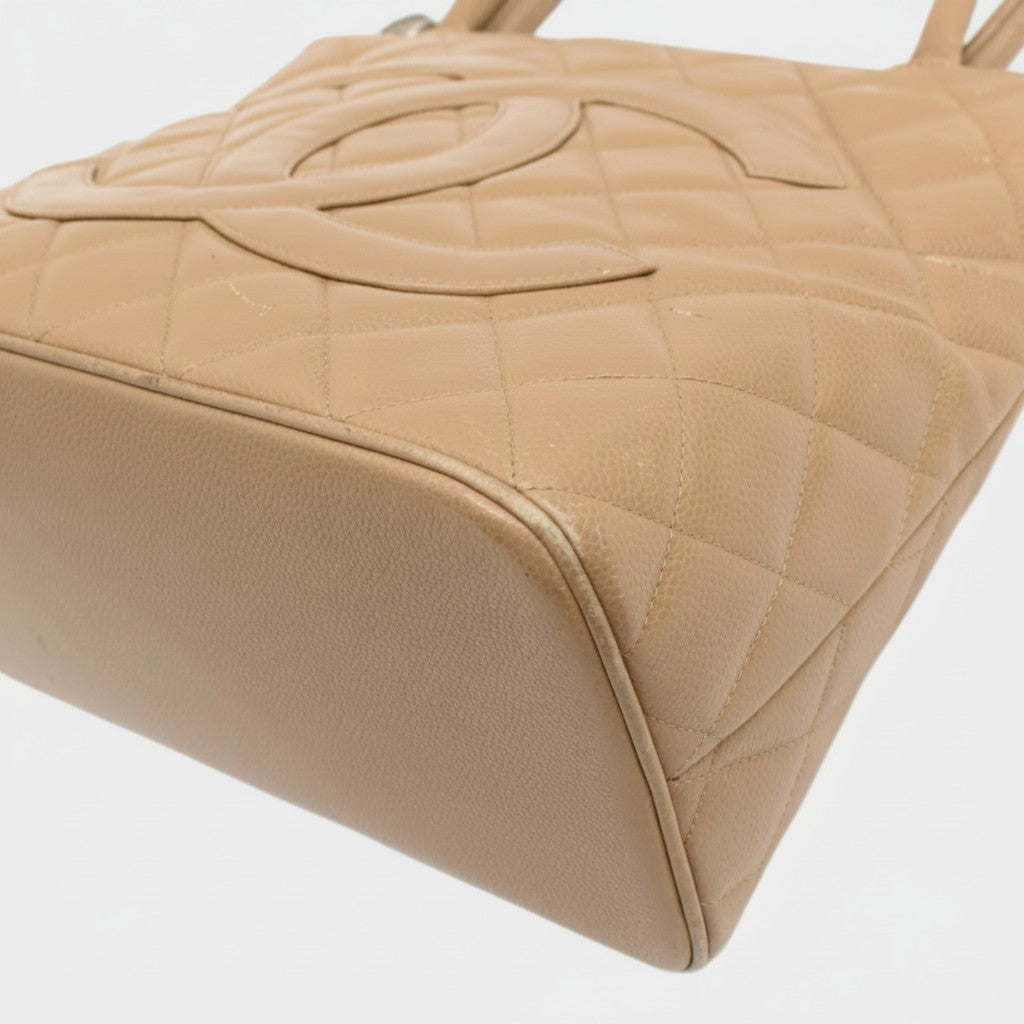 Chanel Reissue Tote Handbag A01804 Caviar Skin Beige Silver Tasche
