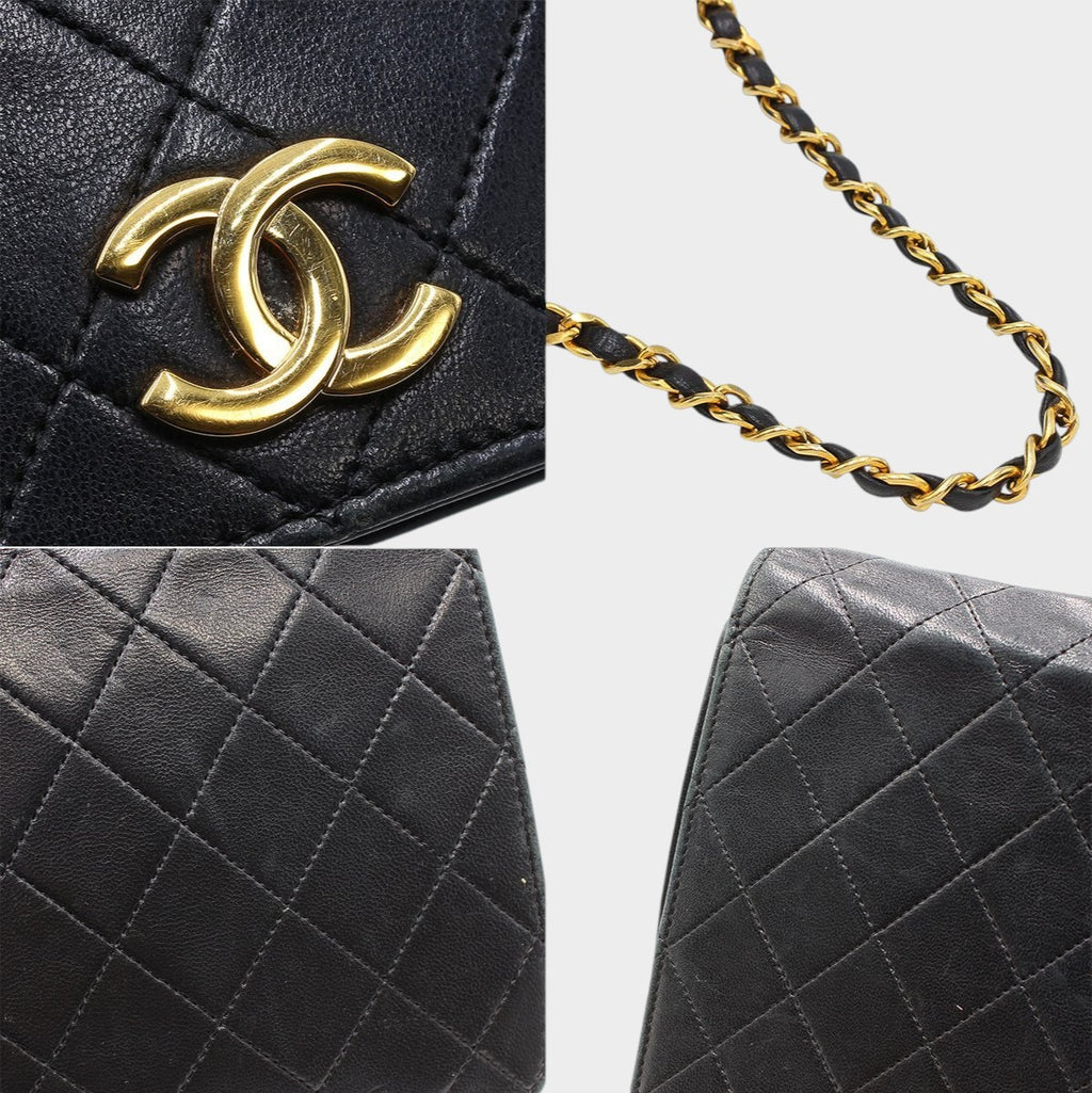 Chanel Matelassé Push-Lock Chain Shoulder Bag, Black with Gold Hardware, Vintage, CHANEL,