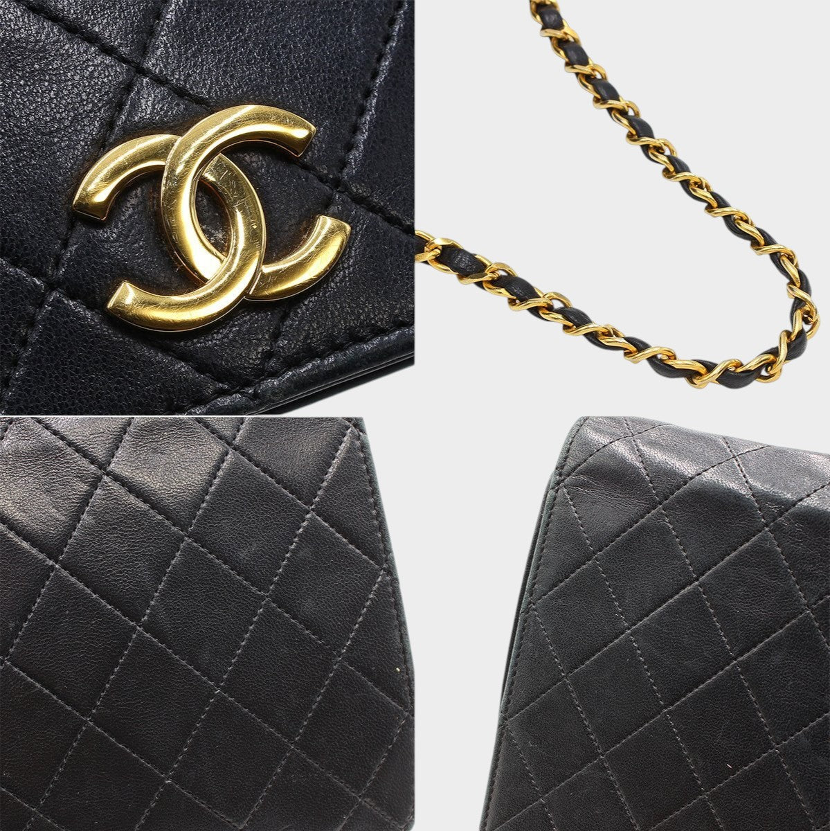 Chanel Matelassé Push-Lock Chain Shoulder Bag, Black with Gold Hardware, Vintage, CHANEL,