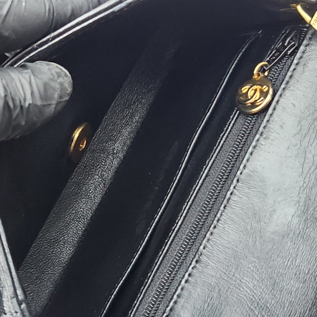 CHANEL Mini Matelassé Lambskin Turnlock Coco Mark Black with Seal, Serial Number 5
