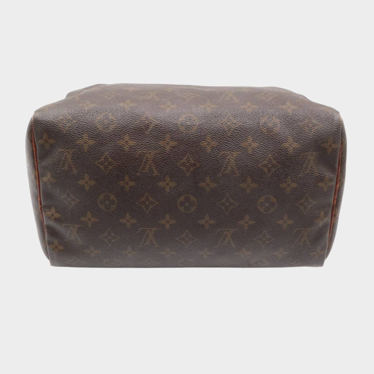 LOUIS VUITTON M41526 Monogram Speedy 30 Handbag Mini Boston Bag for Women and Men, Brown