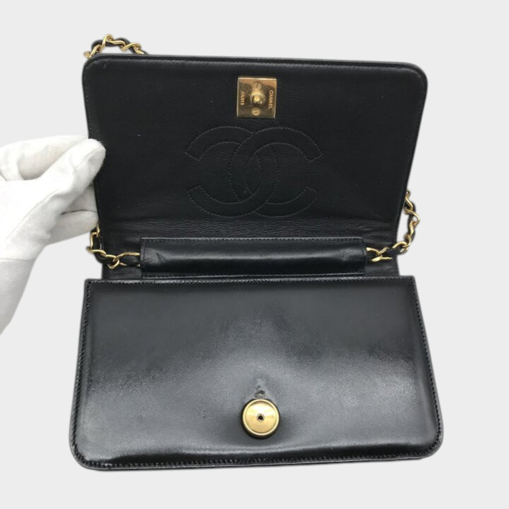 CHANEL Chanel Coco Mark Push Lock Chain Shoulder Bag Black Brand Women'