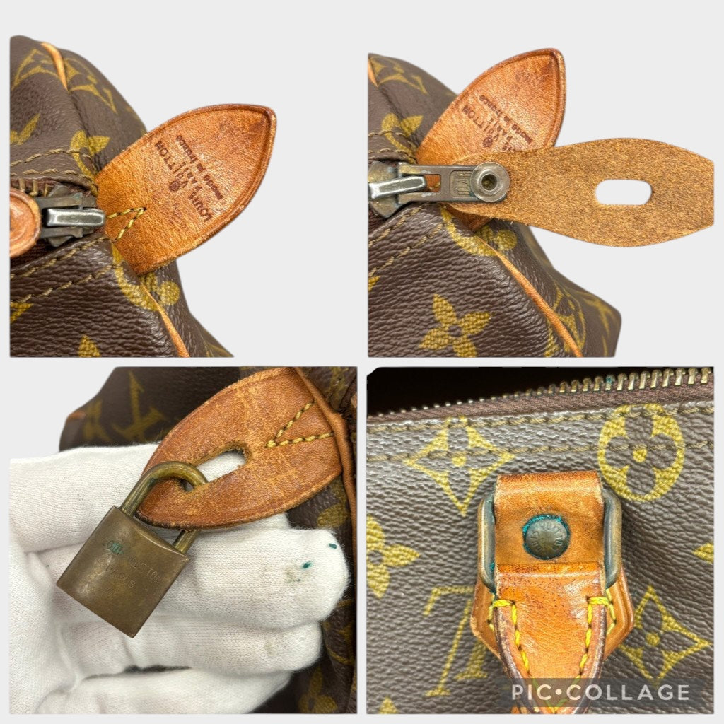 Interior leather lining replaced/slightly flawed】Louis Vuitton Monogram Speedy 30 M41526 Brown Handbag