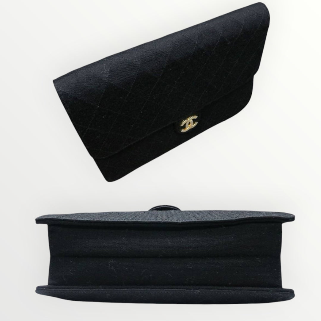 Chanel Matelassé Cotton Chain Shoulder Bag Push Lock Coco Mark