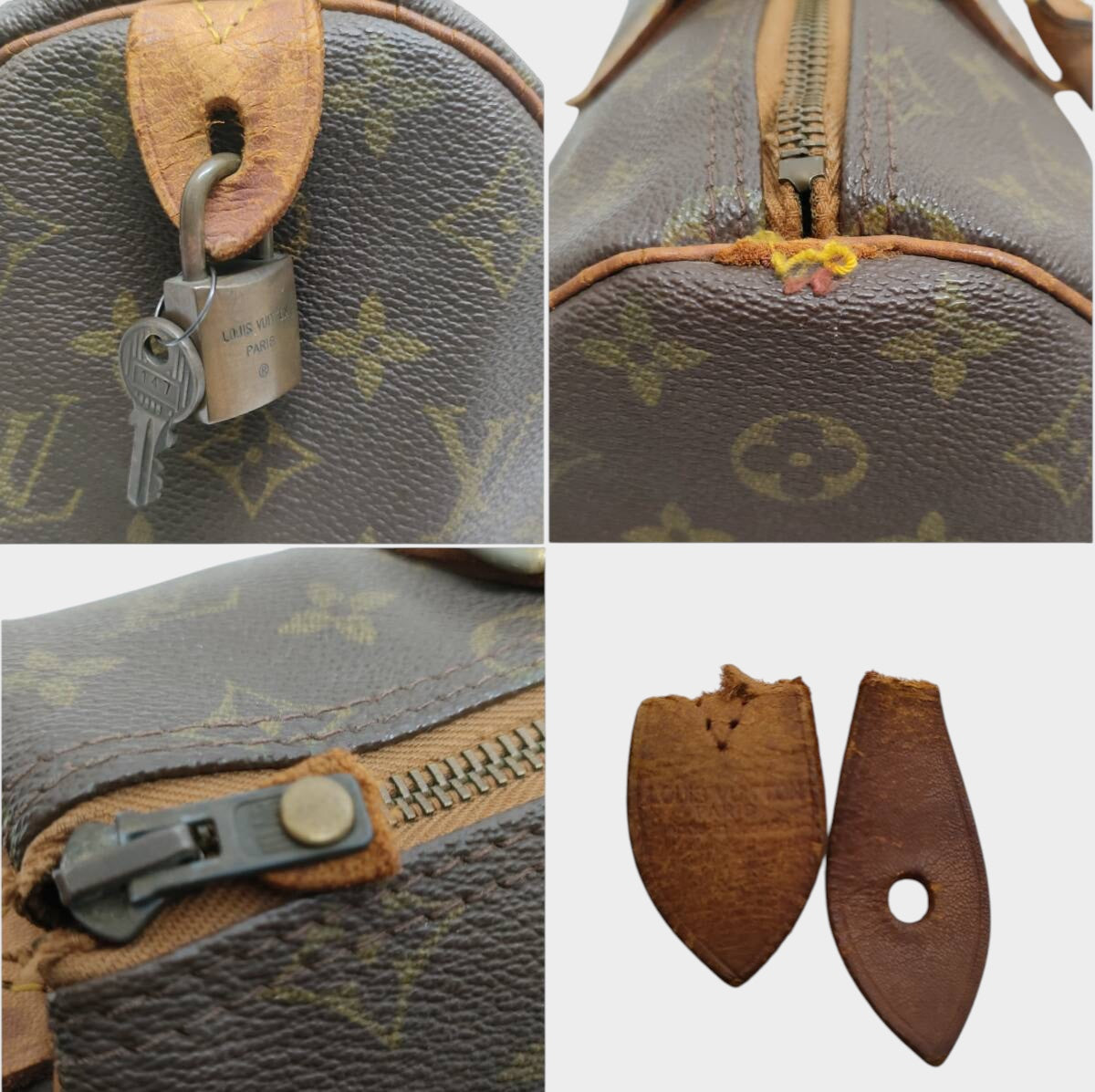 LOUIS VUITTON Speedy 30 Mini Boston Bag Handbag Monogram 1970s Vintage with Padlock and Key