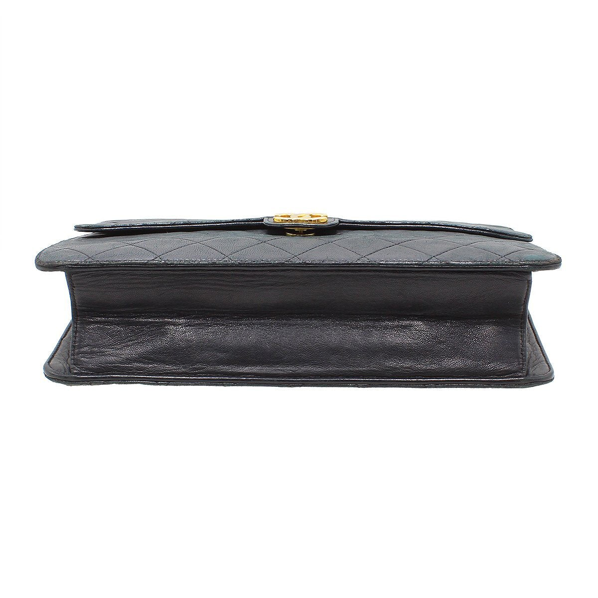 Chanel Matelassé Leather Push-Lock Chain Shoulder Bag W25cm Black Vintage CHANEL Women'