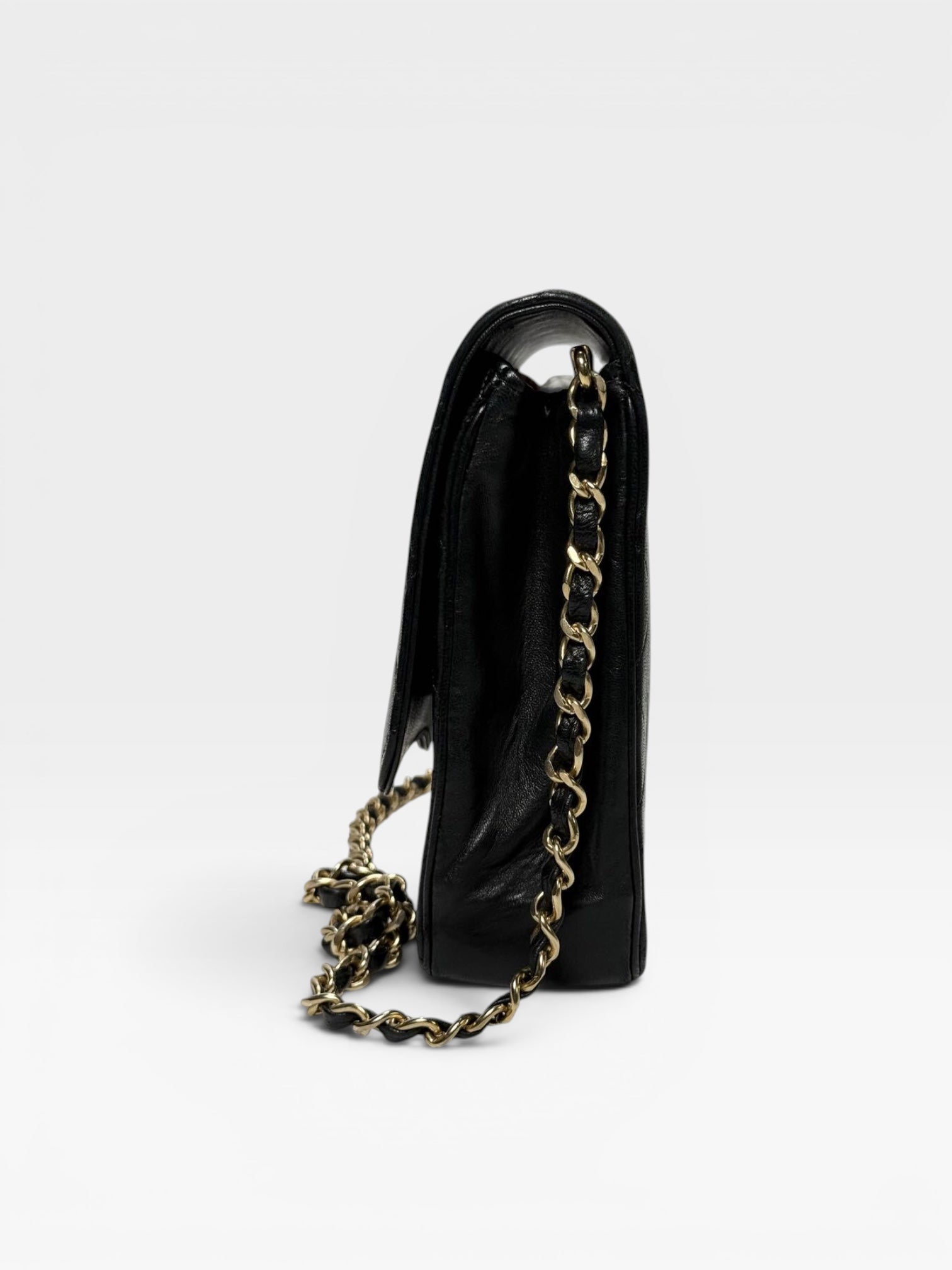 CHANEL Lambskin Matelassé Coco Mark Chain Shoulder Bag Turnlock Vintage Single Black h