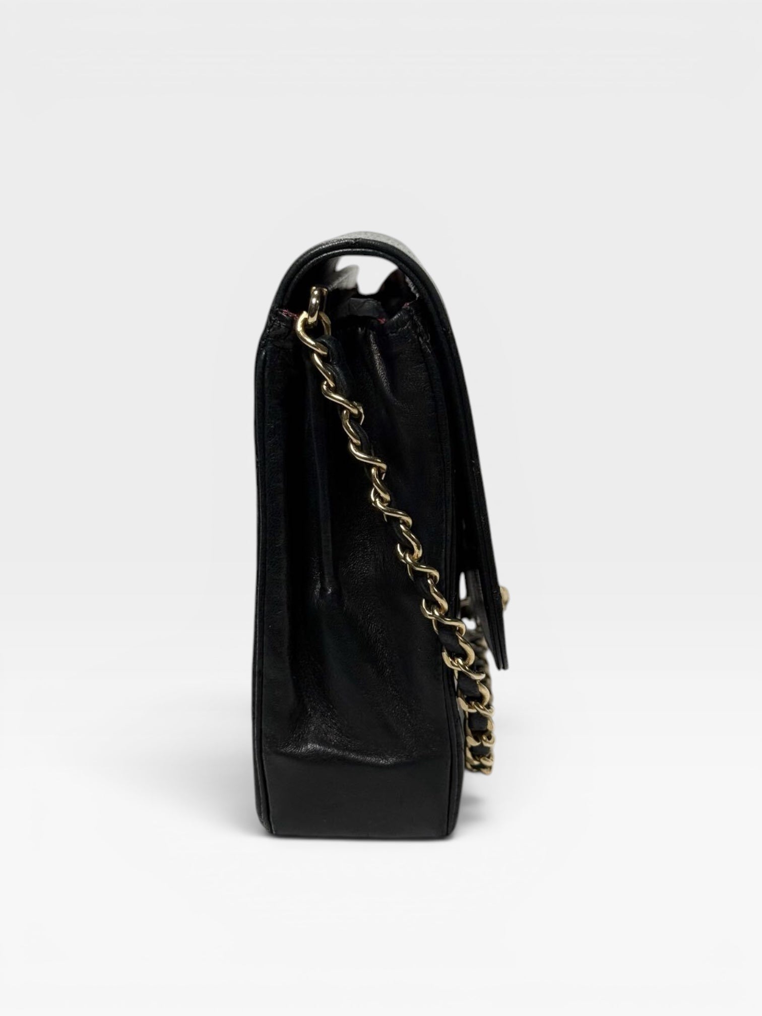 CHANEL Lambskin Matelassé Coco Mark Chain Shoulder Bag Turnlock Vintage Single Black h