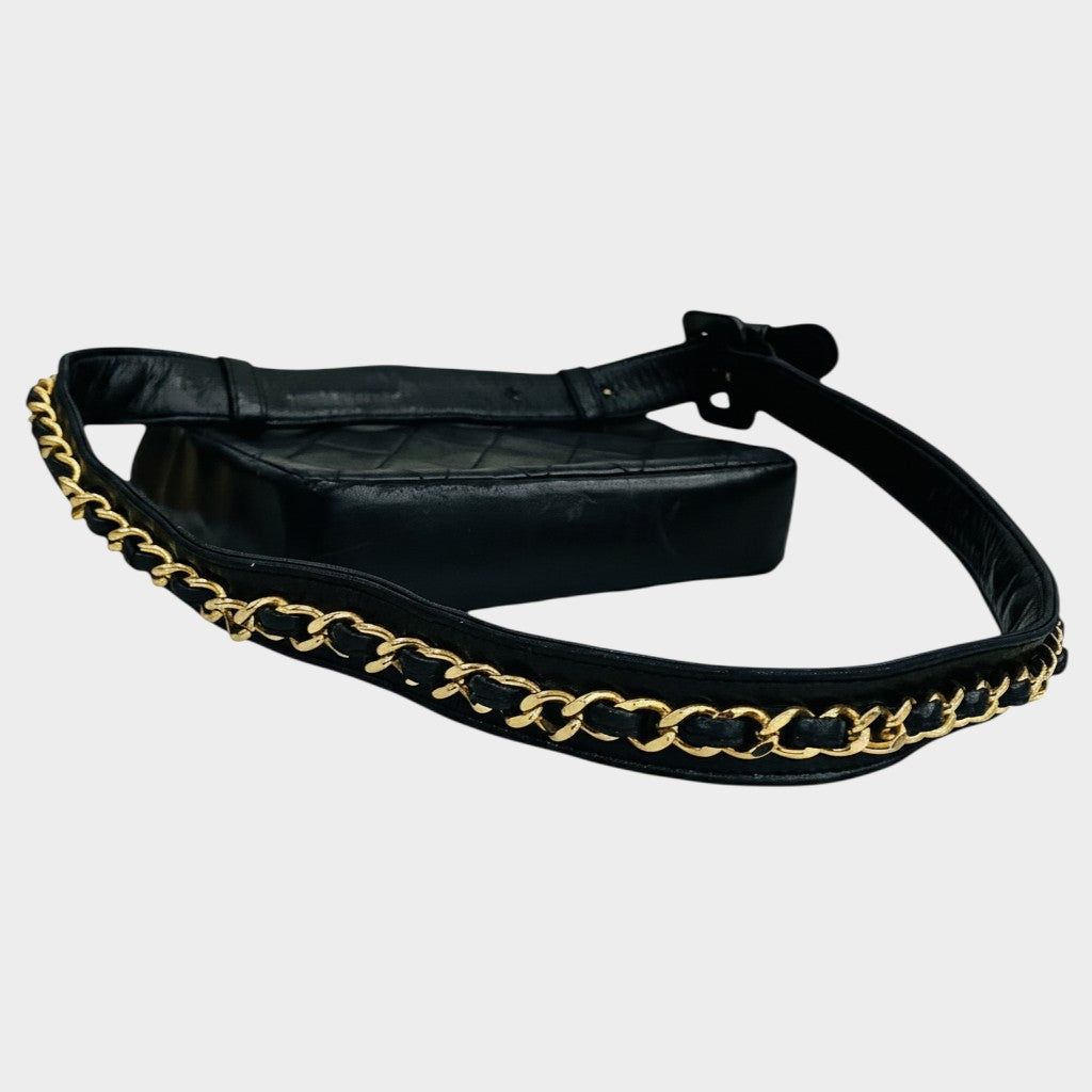 CHANEL Vintage Matelassé Waist Pouch with Reverse Coco Mark Tasche　