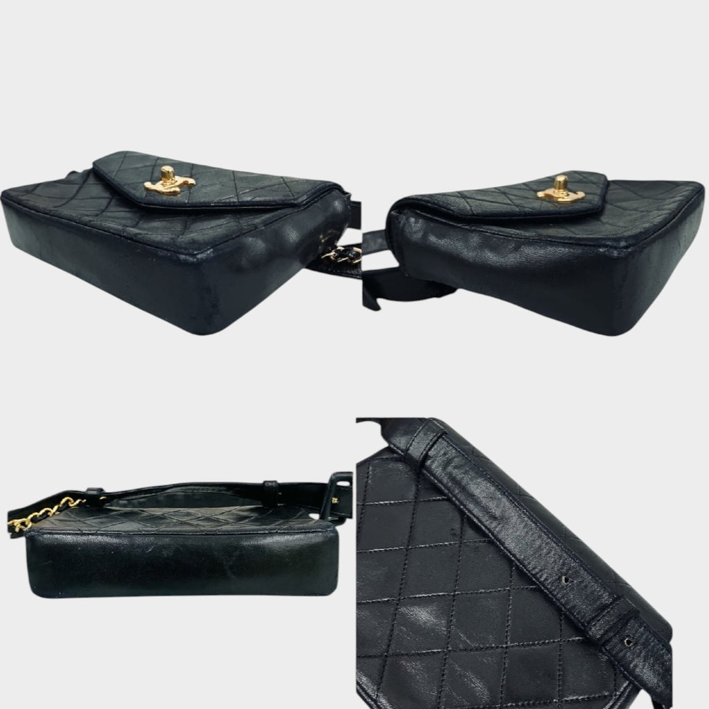 CHANEL Vintage Matelassé Waist Pouch with Reverse Coco Mark Tasche　