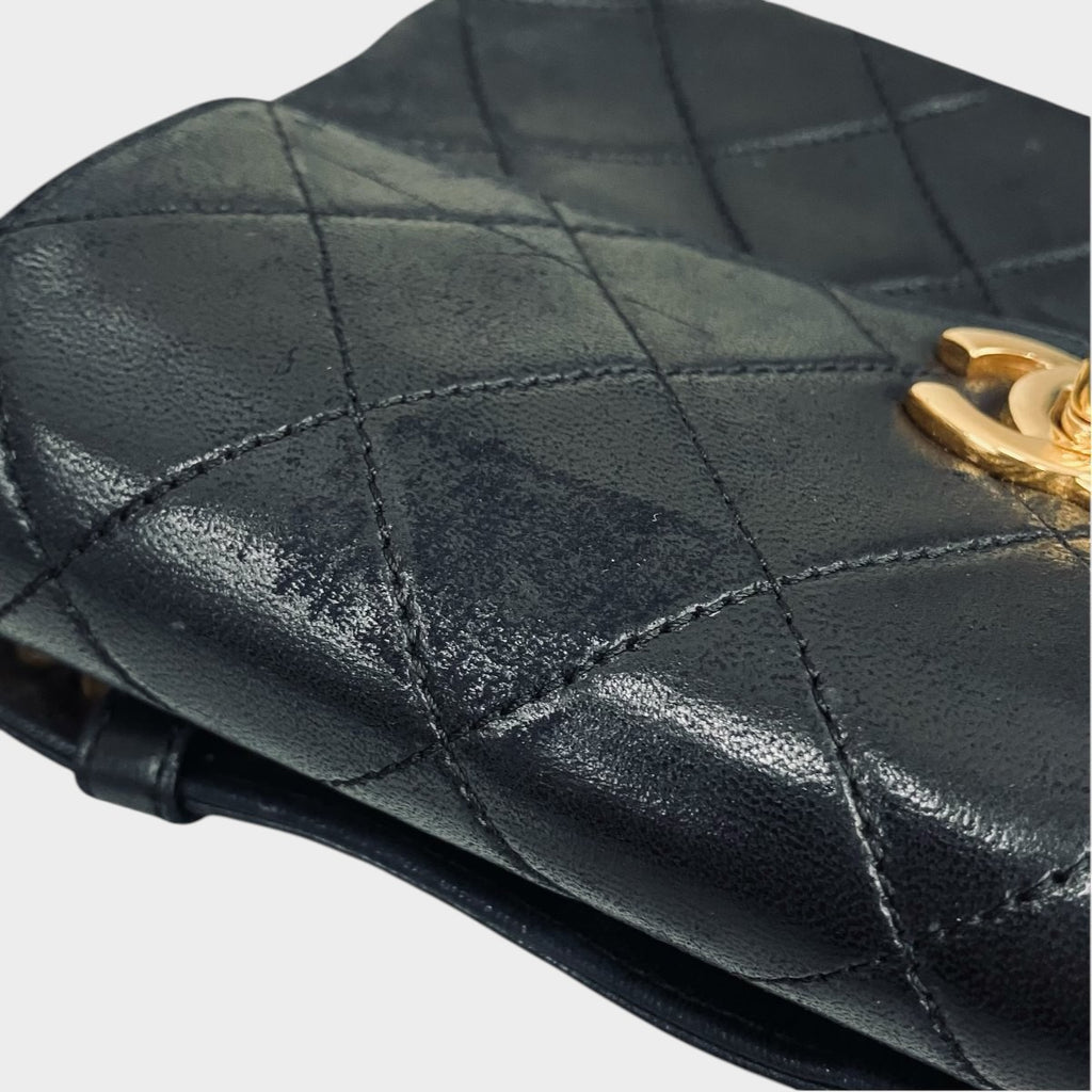 CHANEL Vintage Matelassé Waist Pouch with Reverse Coco Mark Tasche　