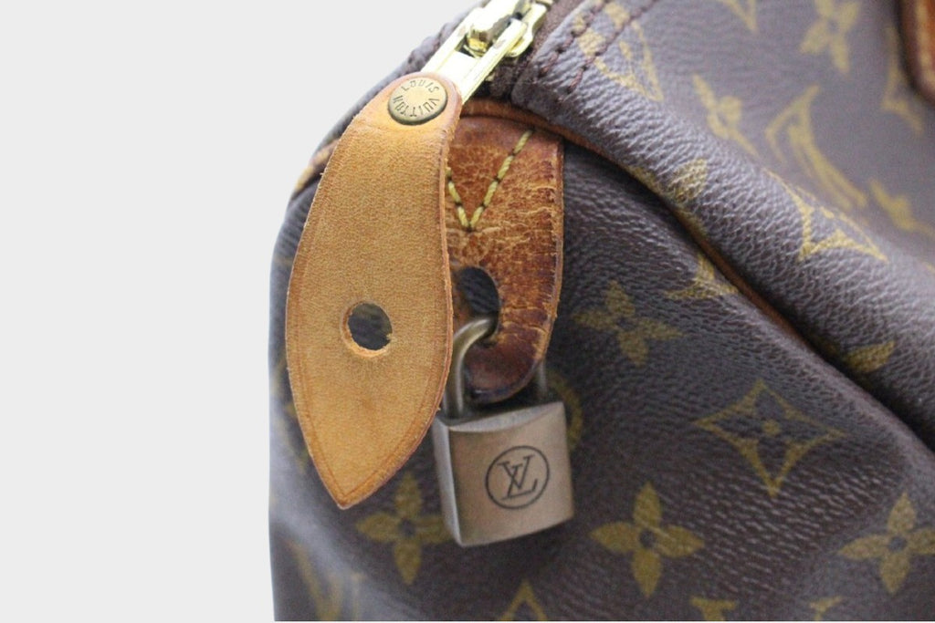 Louis Vuitton Monogram Speedy 35 Mini Boston Bag Handbag with Padlock and Dust Bag
