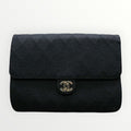 Chanel Matelassé Cotton Chain Shoulder Bag Push Lock Coco Mark