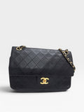 CHANEL Coco Mark Matelassé Lambskin Chain Gold Hardware Shoulder Bag, Black