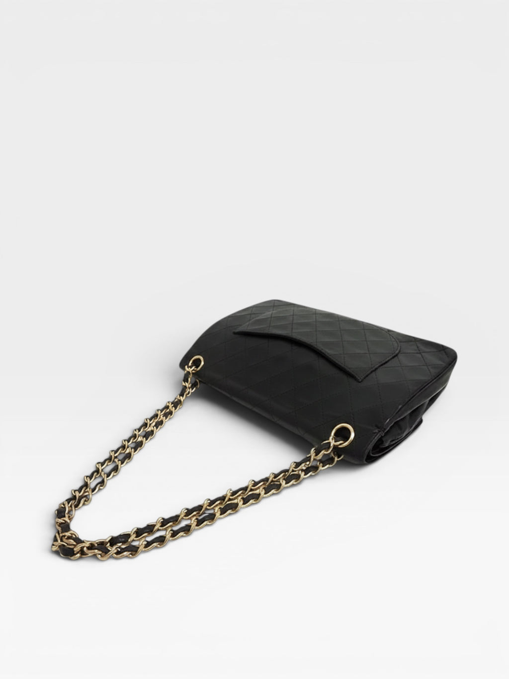 CHANEL Coco Mark Matelassé Lambskin Chain Gold Hardware Shoulder Bag, Black