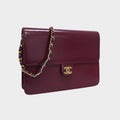 Chanel Coco Mark Leather Gold Hardware Chain Shoulder Bag Women's Bordeaux