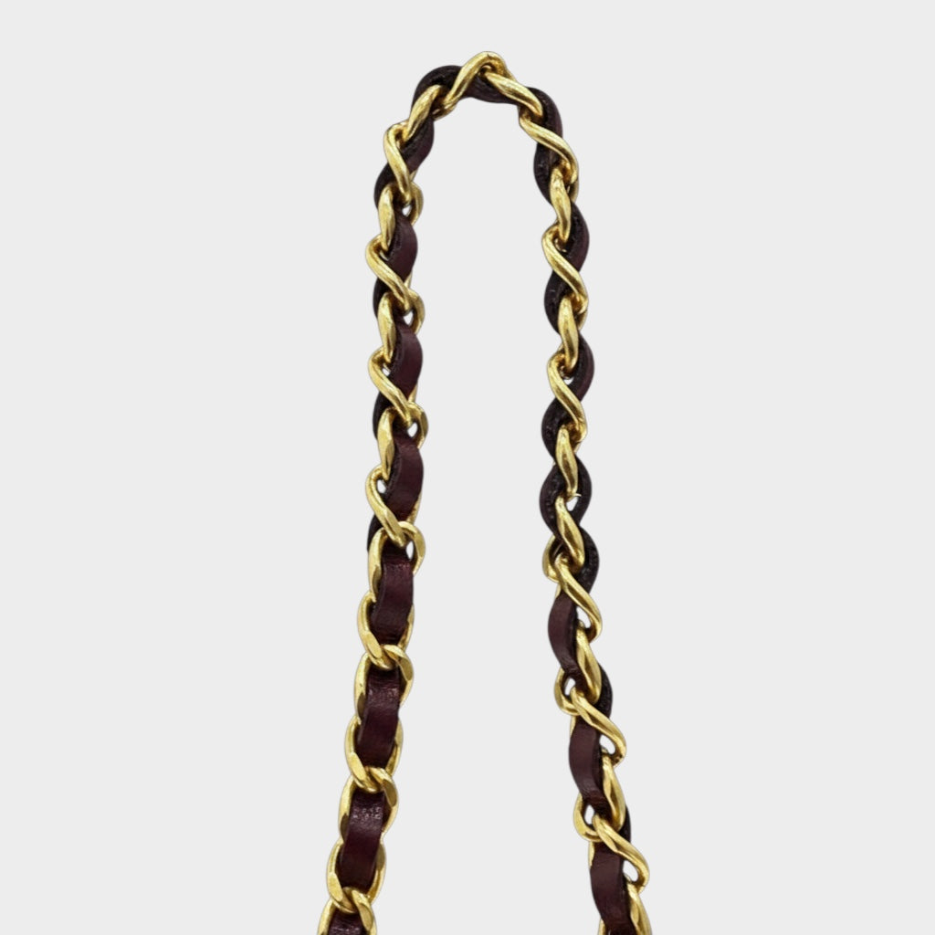 Chanel Coco Mark Leather Gold Hardware Chain Shoulder Bag Women's Bordeaux
